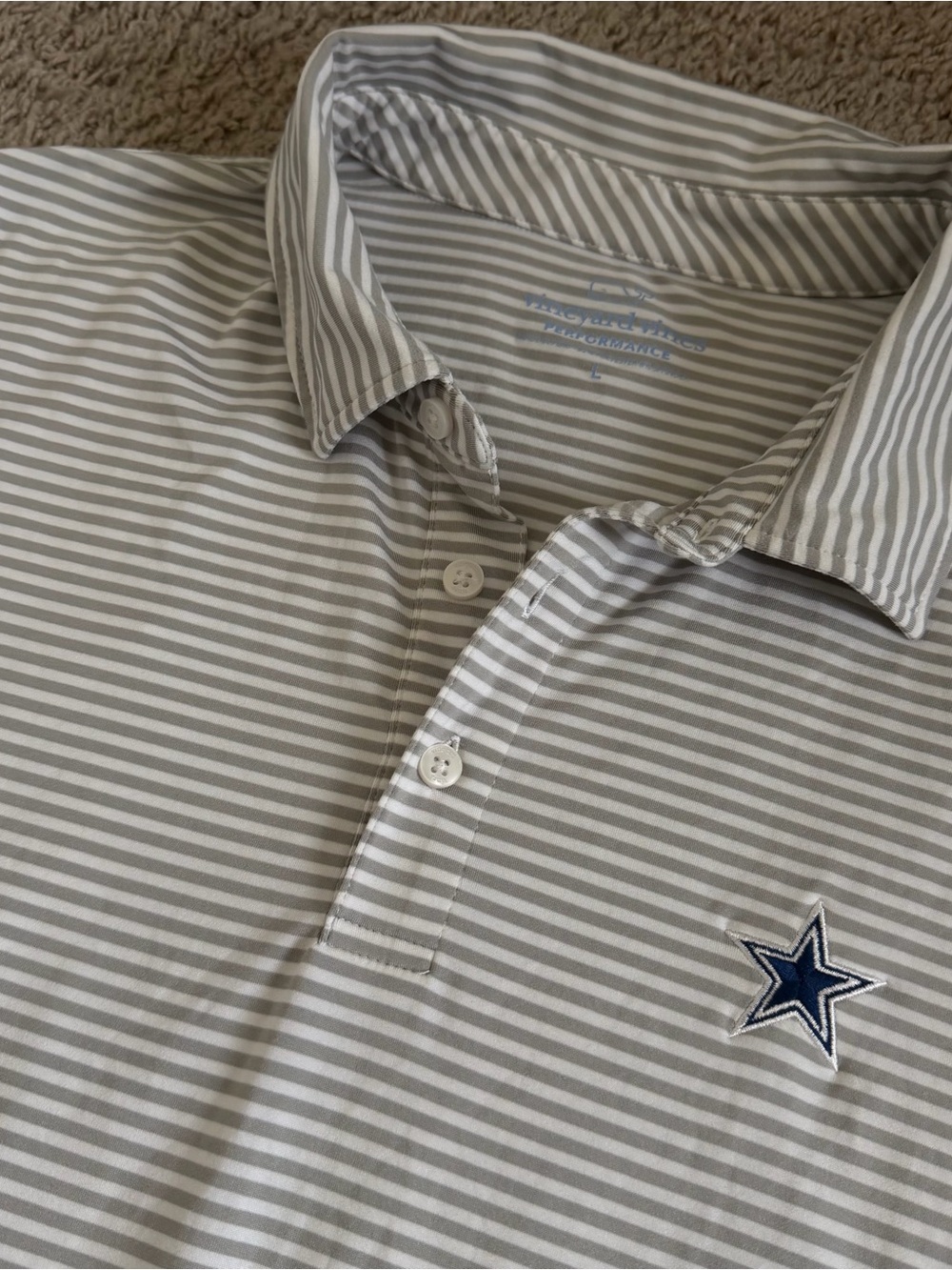 Vineyard Vines Performance Striped Dallas Cowboys Polo Shirt